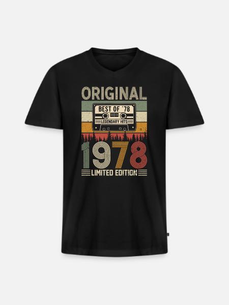 Birthday Nostalgia '78 - Men's Premium Organic T-shirt with V-neck - black