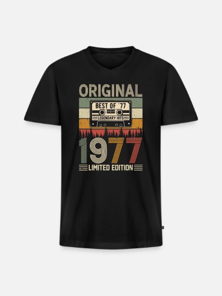 Millésime 1979 Anniversaire - T-shirt encolure en V Premium bio Homme - noir