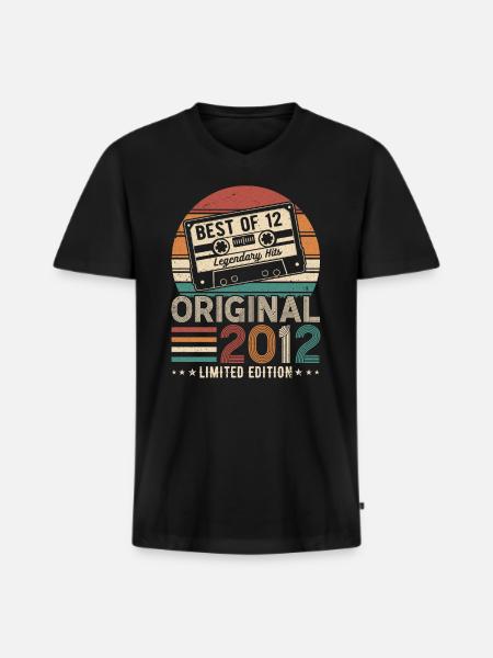 Time Travel Birthday 2012 - Men's Premium Organic T-shirt with V-neck - black