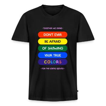Together We Stand | LGBTIQ - Männer Premium Bio T-Shirt mit V-Ausschnitt - Schwarz - Vorne - Nico (187cm)