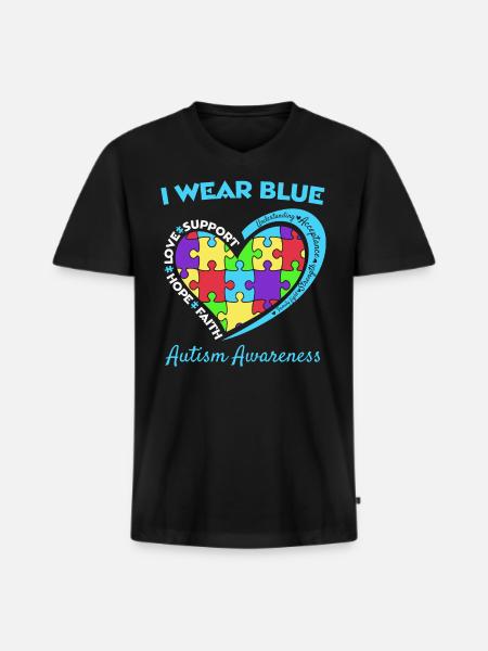 Autism - Men's Premium Organic T-shirt with V-neck - black