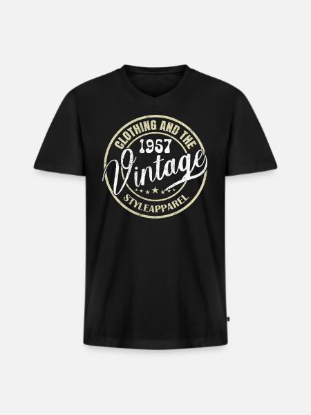 Årgang 1957 Fødselsdagsgave 1957 Retro 1957 - Premium økologisk T-shirt med V-hals til mænd - sort