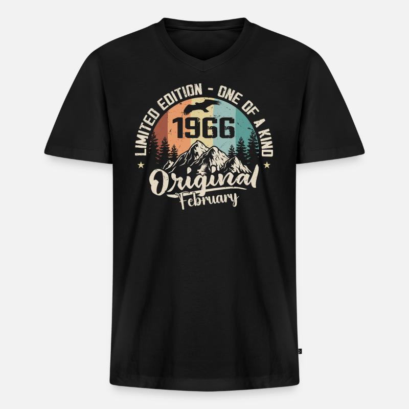 Februar 1966 - Februar 1966 Geschenk - Männer Premium Bio T-Shirt mit V-Ausschnitt - Schwarz