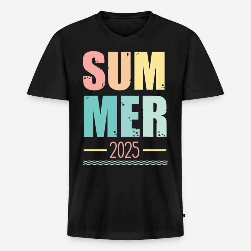 Summer 2025 - Männer Premium Bio T-Shirt mit V-Ausschnitt - Schwarz