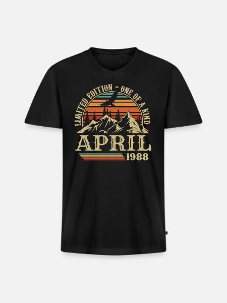 Best Birthday Gift April 1988 - Men's Premium Organic T-shirt with V-neck - black