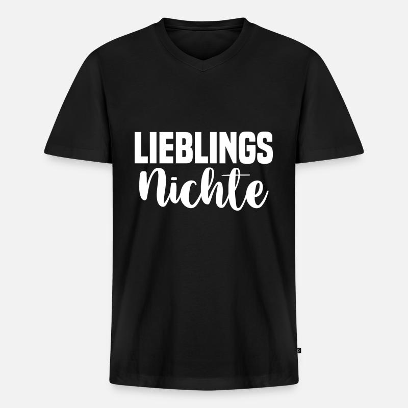 Nichte - Männer Premium Bio T-Shirt mit V-Ausschnitt - Schwarz