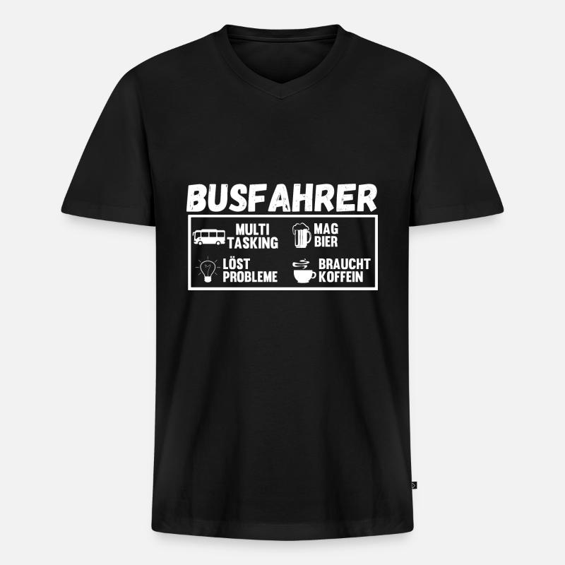 Bus Bier Busfahrer - Männer Premium Bio T-Shirt mit V-Ausschnitt - Schwarz