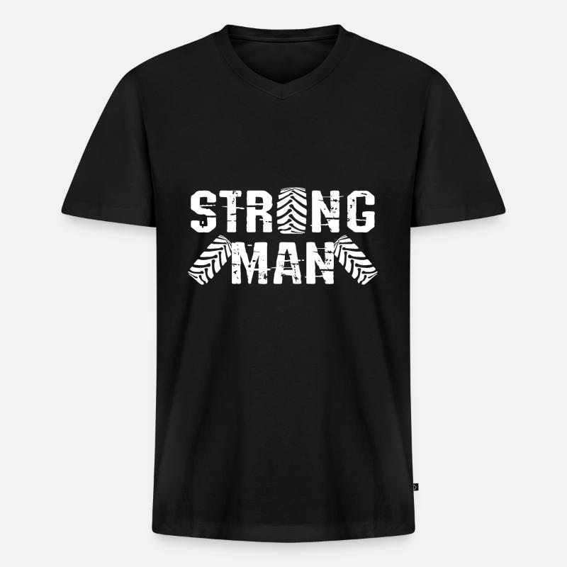 Strongman - Männer Premium Bio T-Shirt mit V-Ausschnitt - Schwarz