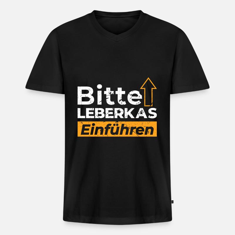 Bitte Leberkas Einführen Leberkäse - Männer Premium Bio T-Shirt mit V-Ausschnitt - Schwarz