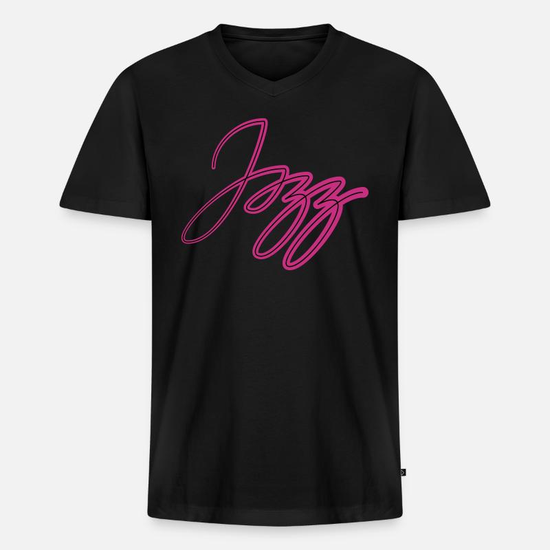 Jazz - Männer Premium Bio T-Shirt mit V-Ausschnitt - Schwarz