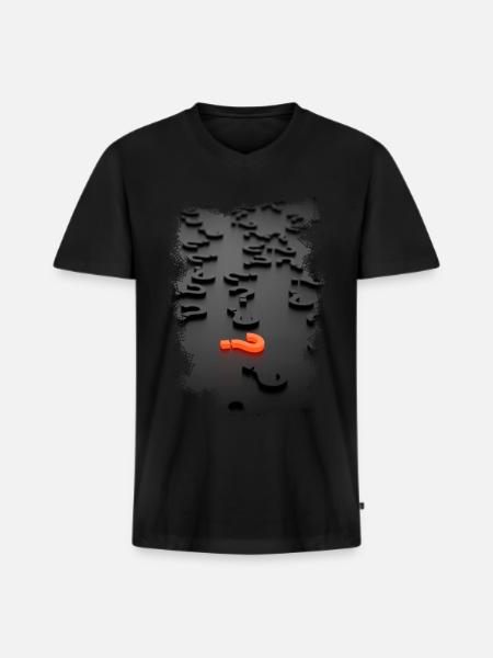 3D Design Fragezeichen Effekt - Männer Premium Bio T-Shirt mit V-Ausschnitt - Schwarz