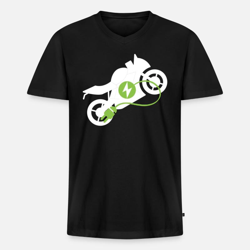  Elektrisches Motorrad Design - Männer Premium Bio T-Shirt mit V-Ausschnitt - Schwarz