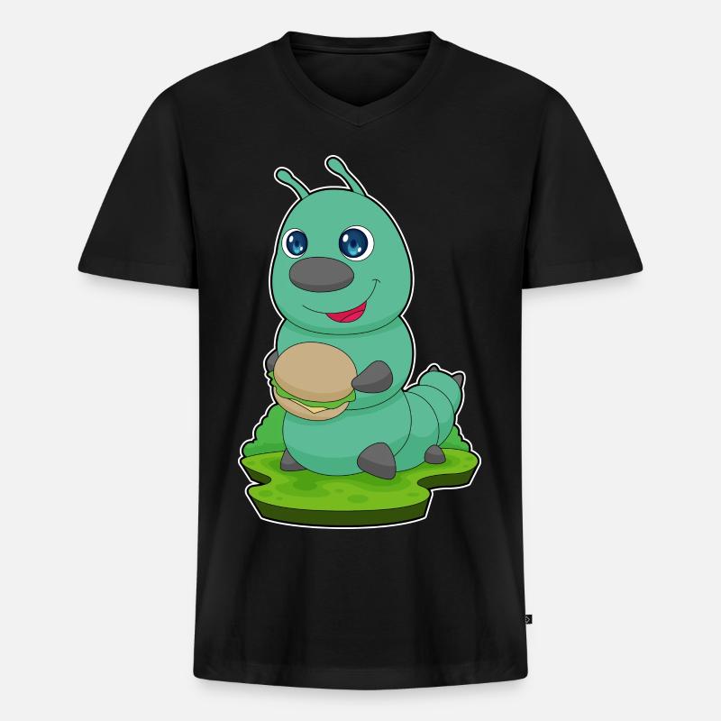 Raupe Burger - Männer Premium Bio T-Shirt mit V-Ausschnitt - Schwarz