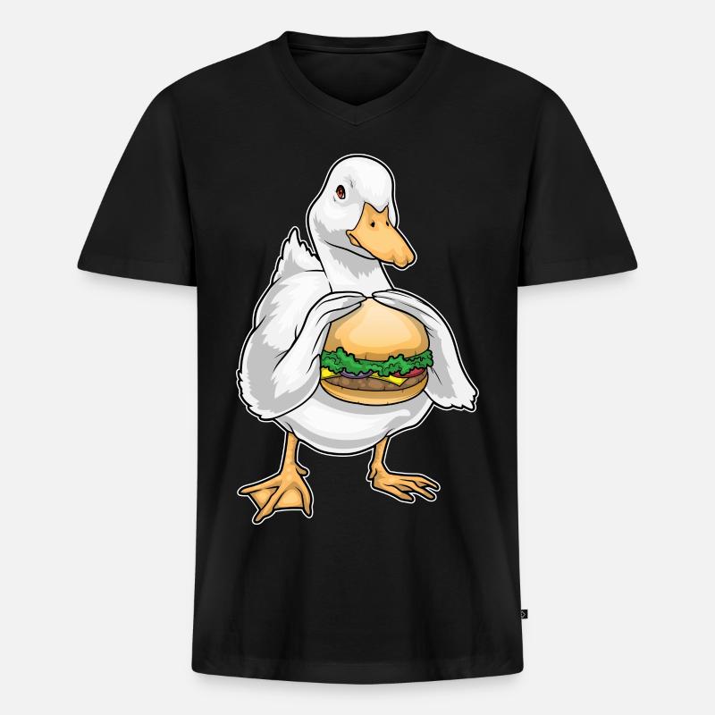 Ente Cheeseburger - Männer Premium Bio T-Shirt mit V-Ausschnitt - Schwarz