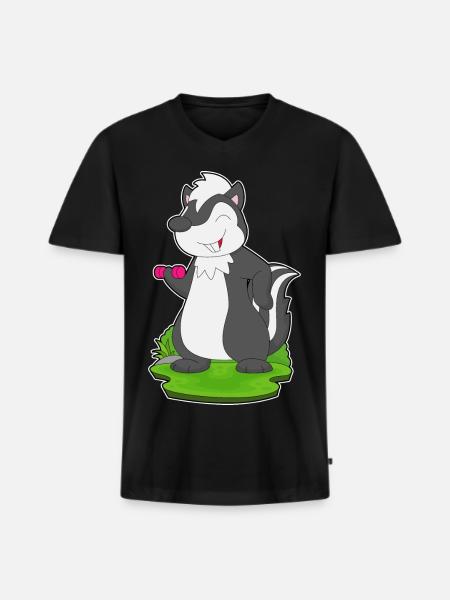 Skunk Bodybuilder Dumbbell Bodybuilding - Men's Premium Organic T-shirt with V-neck - black