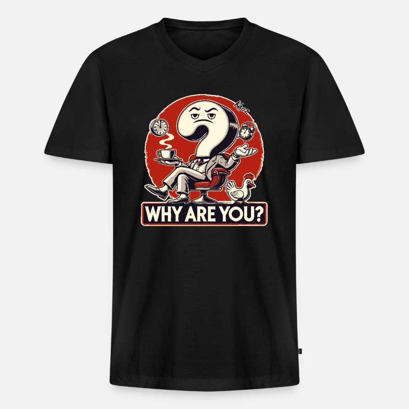 Warum existierst Du? Fragezeichen - Männer Premium Bio T-Shirt mit V-Ausschnitt - Schwarz