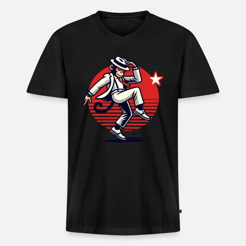 Moonwalk-Monkey Affentanz Affe - Männer Premium Bio T-Shirt mit V-Ausschnitt - Schwarz