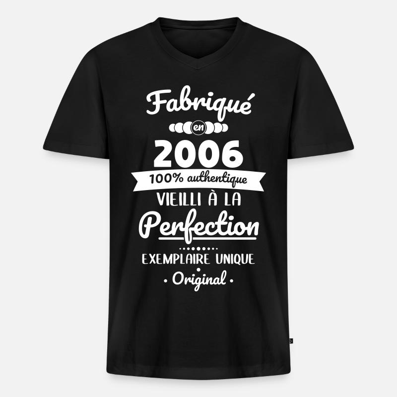 Hergestellt 2006 – Perfekt gereift - Männer Premium Bio T-Shirt mit V-Ausschnitt - Schwarz