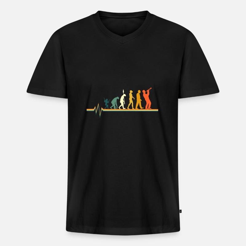 Trompete Herzschlag Evolution Instrument Geschenk - Männer Premium Bio T-Shirt mit V-Ausschnitt - Schwarz