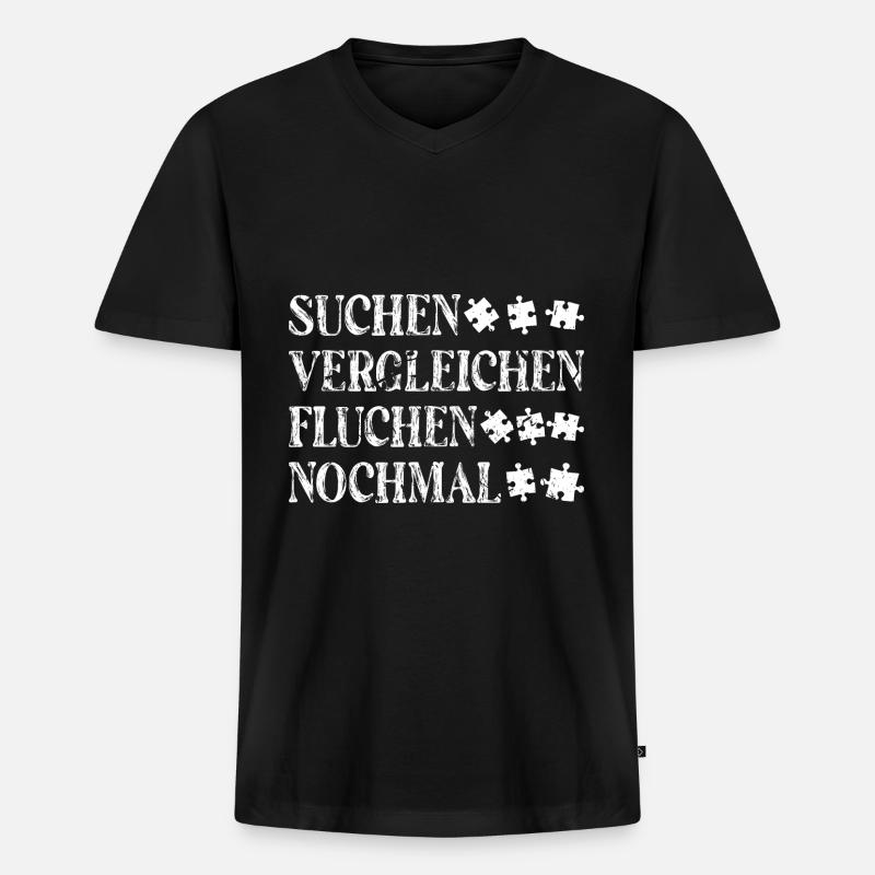 Puzzle - Männer Premium Bio T-Shirt mit V-Ausschnitt - Schwarz
