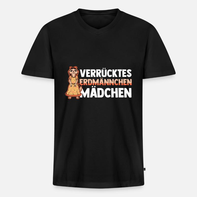 Erdmännchen - Männer Premium Bio T-Shirt mit V-Ausschnitt - Schwarz