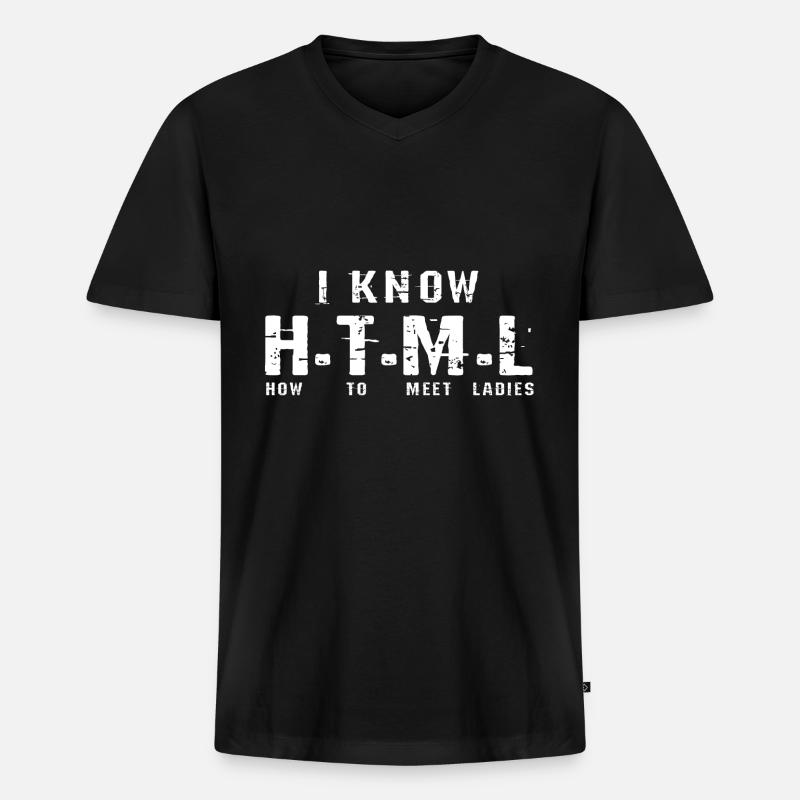 HTML programmer - Men's Premium Organic T-shirt with V-neck - black