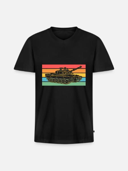 Panzerfahrer Soldat Retro Panzer - Männer Premium Bio T-Shirt mit V-Ausschnitt - Schwarz