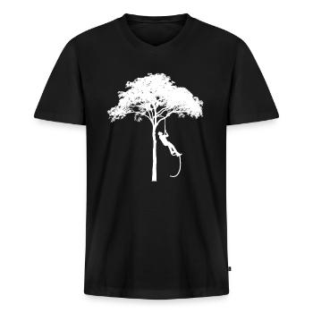Baum Klettern Beruf Hobby Seil - Männer Premium Bio T-Shirt mit V-Ausschnitt - Schwarz - Vorne - Nico (187cm)