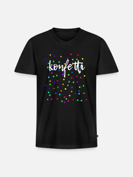 Konfetti Fasching Karneval Bunt - Männer Premium Bio T-Shirt mit V-Ausschnitt - Schwarz