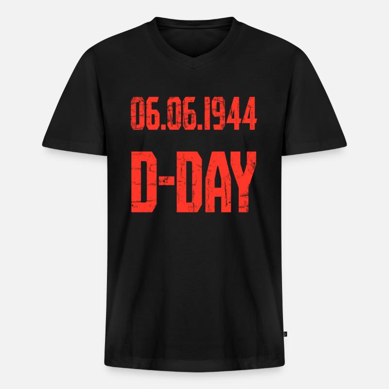 D-Day - Männer Premium Bio T-Shirt mit V-Ausschnitt - Schwarz