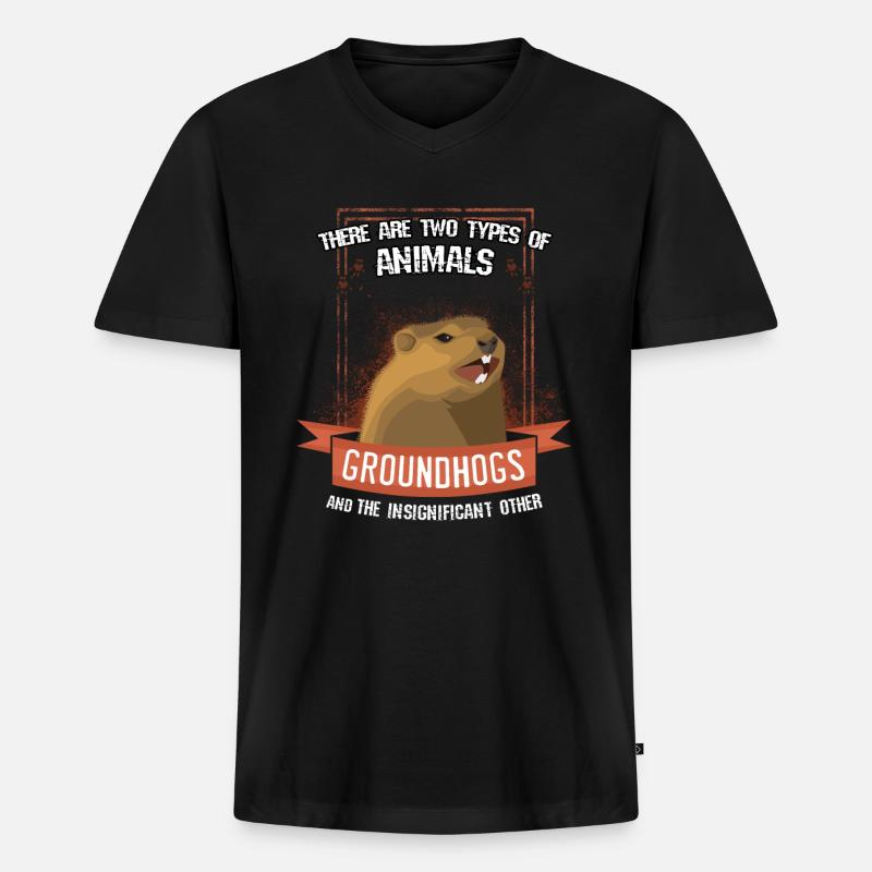 Murmeltiere - Männer Premium Bio T-Shirt mit V-Ausschnitt - Schwarz