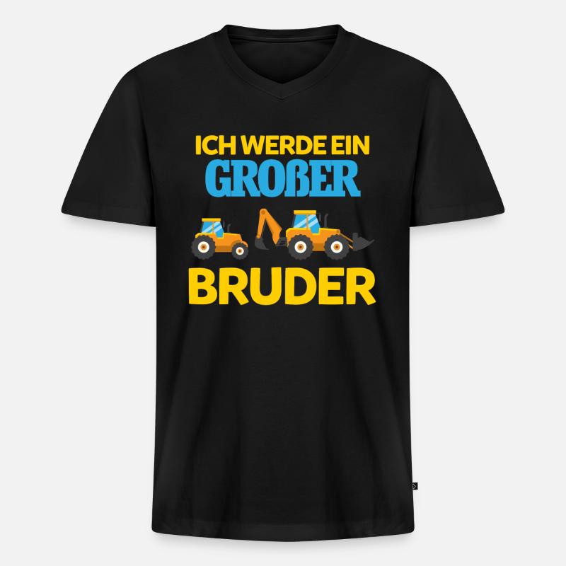Ich Werde Großer Bruder - Männer Premium Bio T-Shirt mit V-Ausschnitt - Schwarz