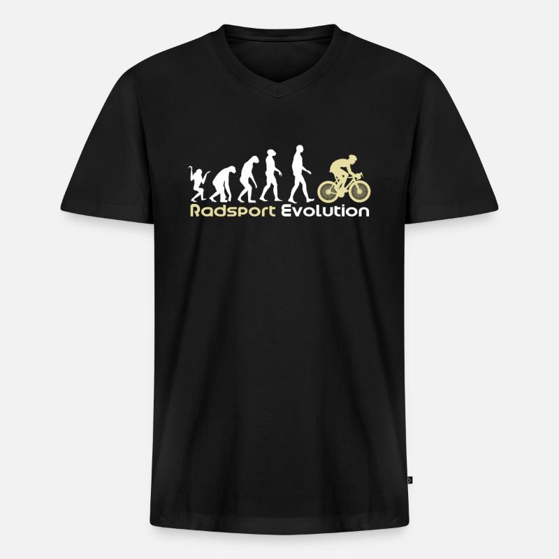 Radsport Evolution - Männer Premium Bio T-Shirt mit V-Ausschnitt - Schwarz