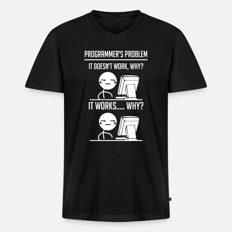 Programmierer Code Entwickler - Männer Premium Bio T-Shirt mit V-Ausschnitt - Schwarz