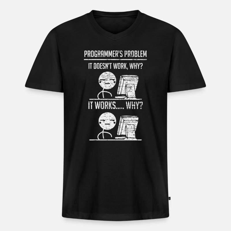Programmieren Programmierer Codierung - Männer Premium Bio T-Shirt mit V-Ausschnitt - Schwarz