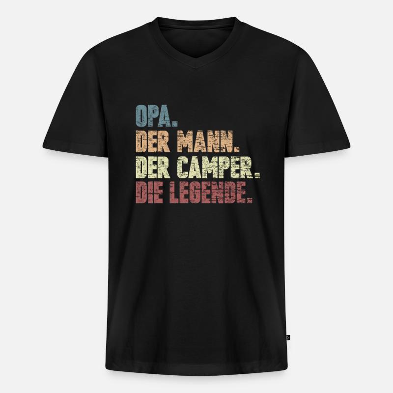 Opa Camper Wohnmobil Zelten Geschenk - Männer Premium Bio T-Shirt mit V-Ausschnitt - Schwarz