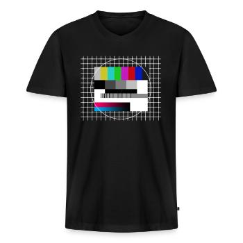 Testbild 90er Jahre Fernsehen TV Retro - Männer Premium Bio T-Shirt mit V-Ausschnitt - Schwarz - Vorne - Nico (187cm)