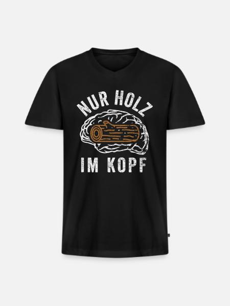 Nur Holz im Kopf - Männer Premium Bio T-Shirt mit V-Ausschnitt - Schwarz