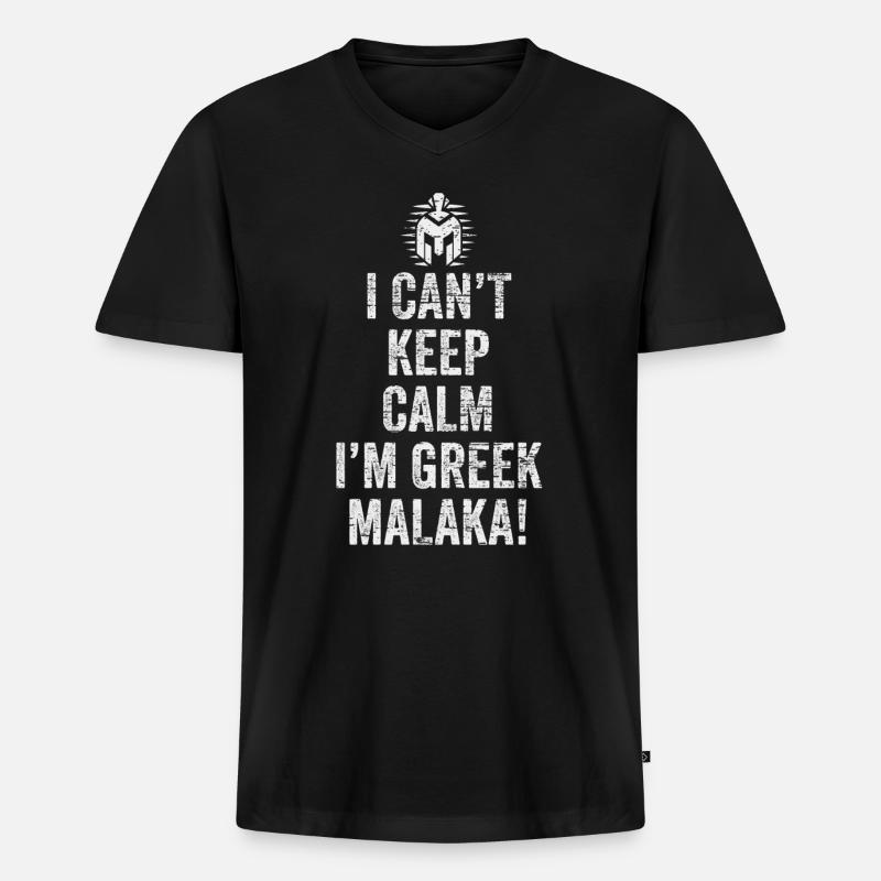 Grieche Malaka - Männer Premium Bio T-Shirt mit V-Ausschnitt - Schwarz