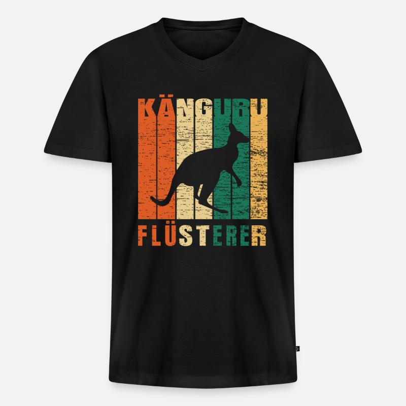 Känguru Flüsterer - Männer Premium Bio T-Shirt mit V-Ausschnitt - Schwarz