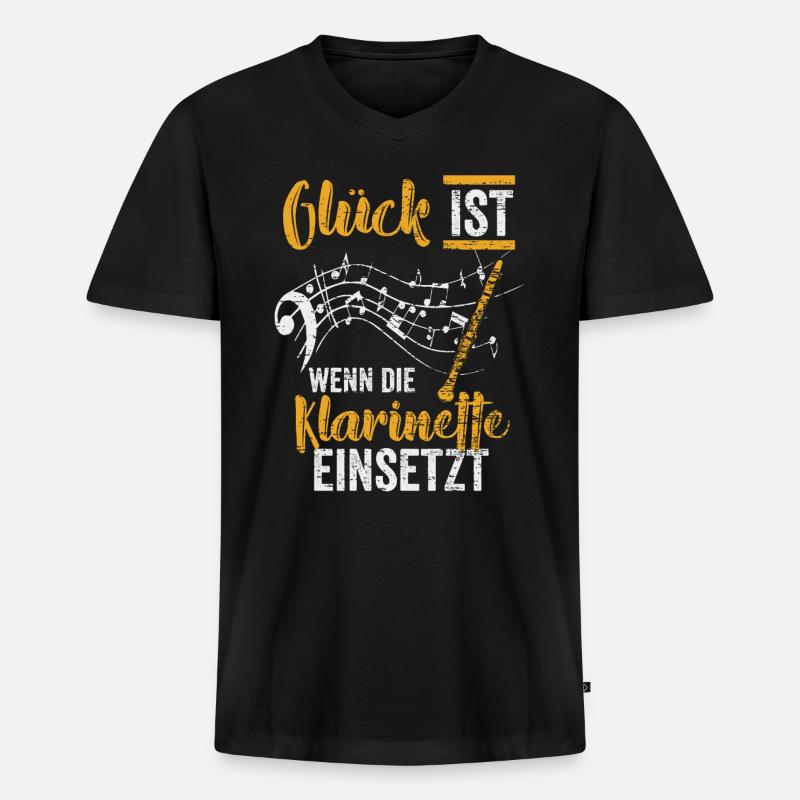 Klarinette Band - Männer Premium Bio T-Shirt mit V-Ausschnitt - Schwarz