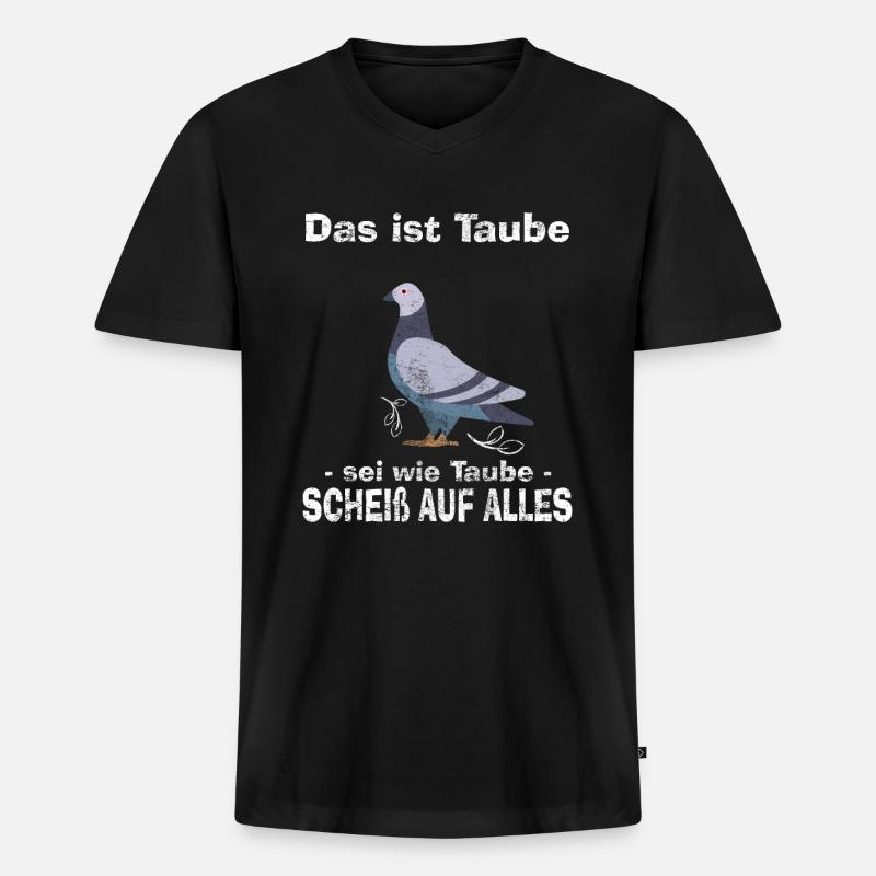 Taube Lustiger Spruch - Männer Premium Bio T-Shirt mit V-Ausschnitt - Schwarz