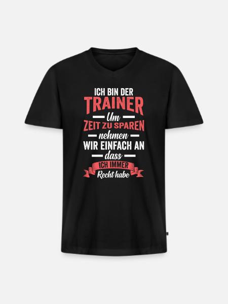 Fußball Trainer - Männer Premium Bio T-Shirt mit V-Ausschnitt - Schwarz