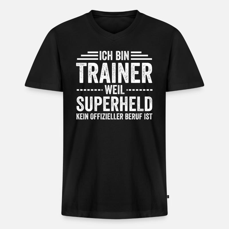 Fußball Trainer - Männer Premium Bio T-Shirt mit V-Ausschnitt - Schwarz