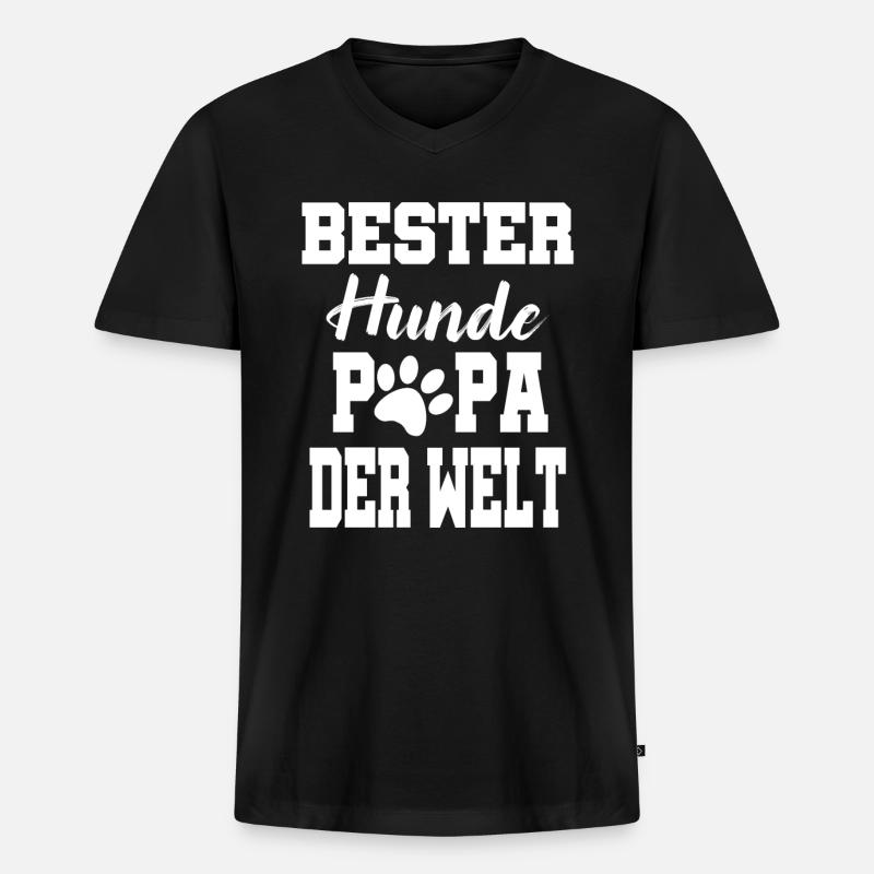 Hunde Papa Hund - Männer Premium Bio T-Shirt mit V-Ausschnitt - Schwarz