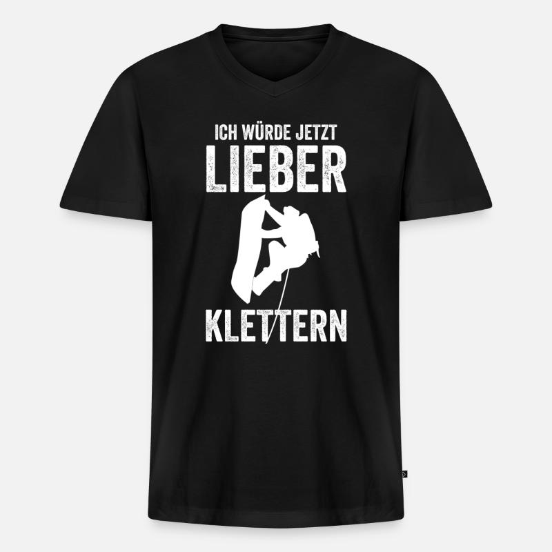 Klettern Kletterer - Männer Premium Bio T-Shirt mit V-Ausschnitt - Schwarz