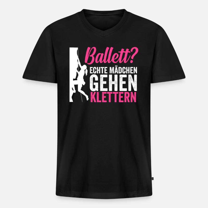 Klettern Mädchen - Männer Premium Bio T-Shirt mit V-Ausschnitt - Schwarz
