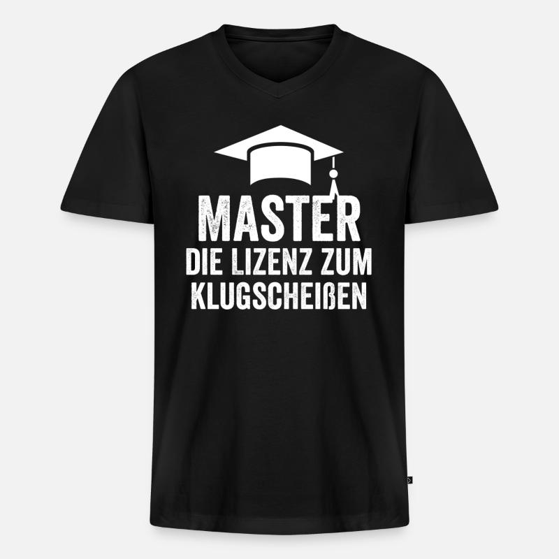 Master Student Diplom - Männer Premium Bio T-Shirt mit V-Ausschnitt - Schwarz