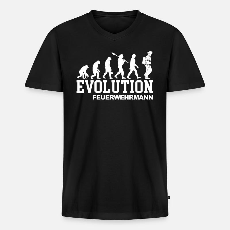 Evolution Feuerwehr - Männer Premium Bio T-Shirt mit V-Ausschnitt - Schwarz