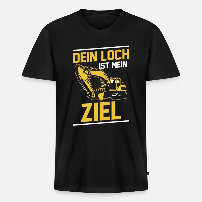Bagger Minibagger Baggerführer Baggern Geschenk - Männer Premium Bio T-Shirt mit V-Ausschnitt - Schwarz